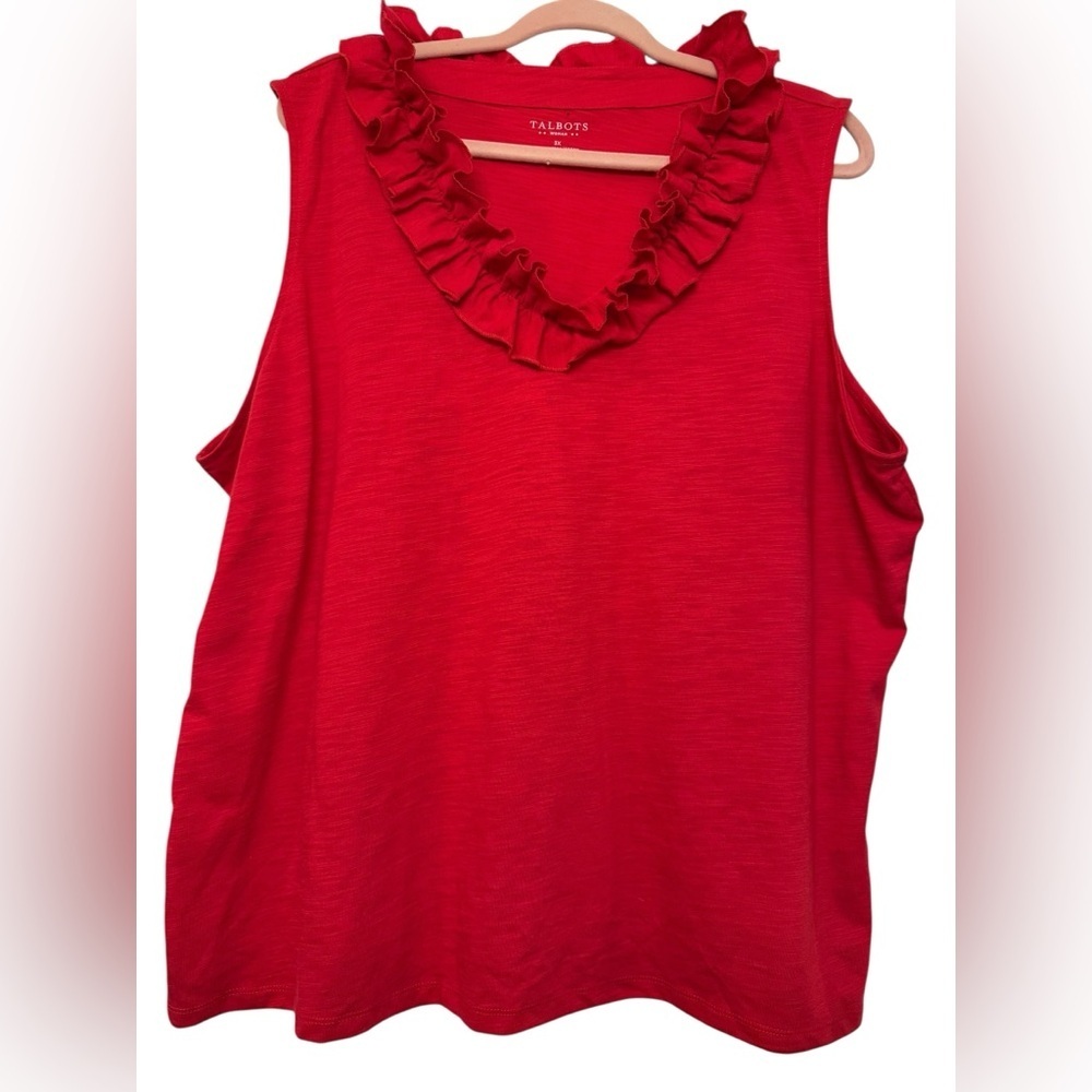Talbots Woman Ruffled V Neck Sleeveless Top